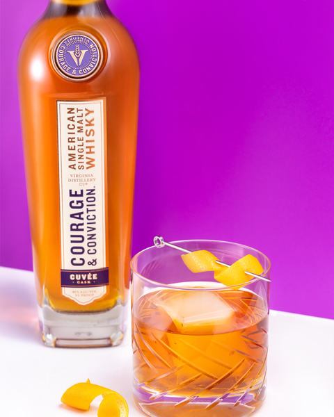 Smoke & mirrors cocktail, featuring courage & conviction cuvée task American single malt whisky